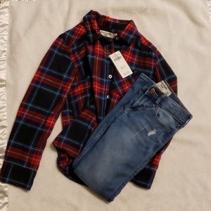 abercrombie kids plaid short and jeans